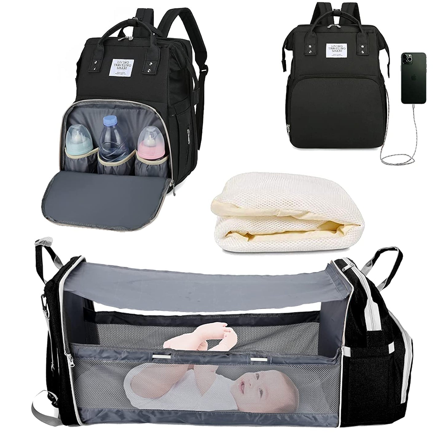 Sac à langer portatif | Berceau de voyage BabyNappy™ - Mon précieux trésor